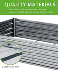 Close-up of 2 Pack Galvanized Raised Garden Bed Kit 12 By 4 By 1 Feet Outdoor Planter, showing silver metal panels and stabilizing bars