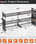 33 Inch Wide Power Tool Organizer Wall Mount Heavy Duty Cordless Tool Rack With 10 Drill Holders, 3 Tier, with dimensions