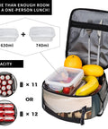 Open Insulated Lunch Bag With Detachable Handle For Women And Men, Leakproof Cooler Tote filled with fruits and containers.