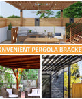 4 Piece Joist Anchor Connectors for 4x4 and 4x6 wood posts used in pergola construction in various outdoor settings