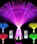 Two Pack LED Fiber Optic Lamps With Remote Control, 13.5 Inch Multicolor Changing Fiber Optic Lights With Crystal Base