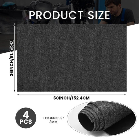 Four Piece Oil Spill Mat Set 36 By 60 Inches For Garage Floor Protection front view showing size and material details