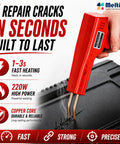 Powerful 220W Plastic Welder Kit For Car Bumper Repair 2 In 1 Hot Stapler and Plastic Welding Gun in use on cracked plastic