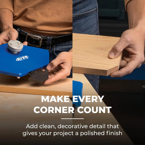 Precision Router Lift For Router Table System With Heavy Duty Plate Insert That Will Not Sag Built For Quick Accurate And Repeatable Setups Smooth Above Table Adjustments And Durable Aluminum Plate held by hands adjusting wood plate