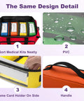 Four Pack Color Coded Clear Zip Pouches For First Aid Kit Organization See Through Medical Storage Bags with labels and waterproof design