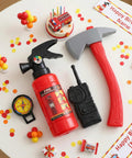 Kids Firefighter Costume Props Set With Water Squirt Fire Extinguisher Toy For Role Play Realistic Fireman Gear With Interphone Megaphone Axe And Toy Radio Perfect For Pretend Play Parties Educational Safety Activities
