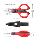 Heavy Duty 6 Inch Electrician Scissors With Micro Serrated Edge For Precise Stripping Network Cables Fiber Optics No Slip Wire Cutter Snips Pro Grade Tradesman Toolkit Essential, showing dimensions and design.