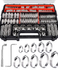 Huge Heavy Duty 179 Piece Stainless Steel Hose Clamp Assortment Kit With Durable Toolbox And Wrench, 304 clamps 1/4-2-3/4 in