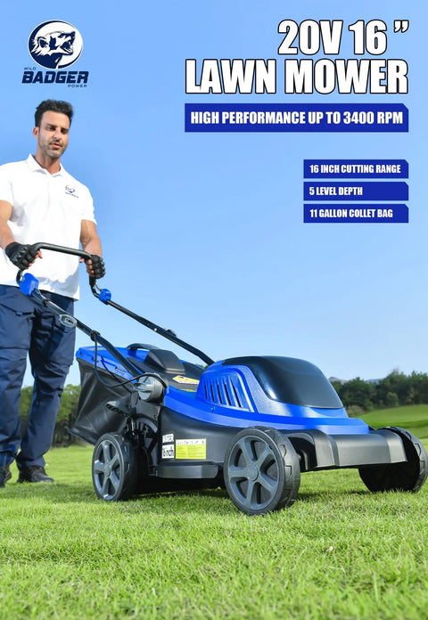 40V 16 Inch Brushless Electric Cordless Lawn Mower For Small Yards With Easy Start, Quiet Operation, And Wide Cutting Path For Quick, Hassle Free Lawn Care That Makes Mowing A Breeze.