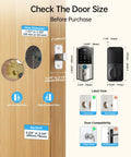 Slick Wifi Smart Lock For Front Door Keyless Entry dimensions and installation guide on wooden door surface