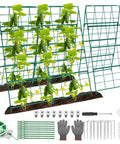 Foldable A Frame Cucumber Trellis For Raised Beds, Metal Garden Support In Coated Steel, with stakes, ties, clips and gloves