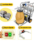 Electric Milking Machine For Cows And Goats, 110V Oil-Free Vacuum Pump Milker, 25L Stainless Steel Bucket shown prominently