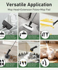 2 In 1 Steam Cleaner And Handheld Mop With 37 Slick Attachments For Spotless Hardwood Tile Floors Kitchen Bath And Cars Easy Setup showing mop head, extension poles, and multiple spray nozzles.