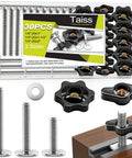 T Track Knob Kit Set For Woodworking Jigs And Fixtures With 1/4-20 Thread Includes Star Knobs T Knobs Bolts Washers 30 Pieces