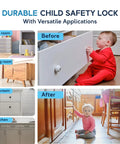 Child demonstrating 12 Pack Magnetic Cabinet Locks With Keys For No Drill Child Safety Locks For Cabinets And Drawers With 3M Adhesive