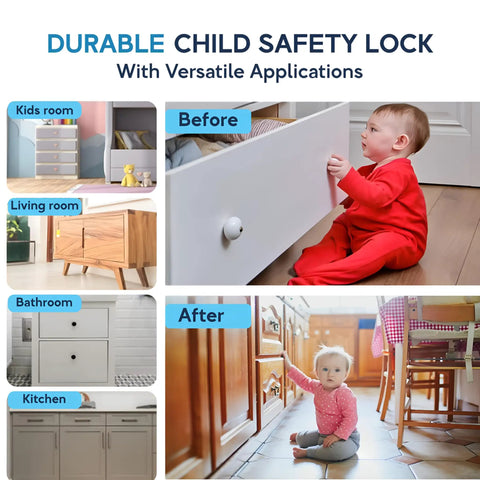 Child demonstrating 12 Pack Magnetic Cabinet Locks With Keys For No Drill Child Safety Locks For Cabinets And Drawers With 3M Adhesive