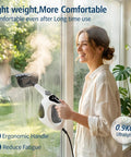Rapid 3 Second Heat Up Handheld Steam Cleaner With 400Ml Tank For Powerful Deep Cleaning Of Kitchen Grease Bathroom Mold And Floor Sanitization Quick Dry High Temp Vapor Mop For Tough Stains, being used to clean a window.