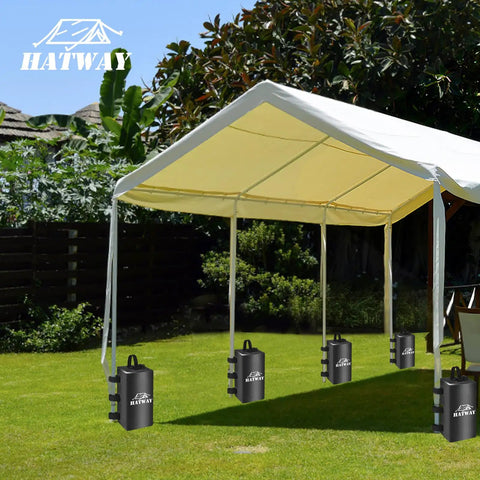 Outdoor gazebo with 132 Lbs Canopy Weights Set For Pop Up Gazebos And Canopies, 4 Leg Water Bags Each 15L shown in use