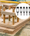 Built Like A Tank 5 Piece Wood Plug Cutter Set Carved From Tough High Carbon Steel Bits on wooden workspace with projects.