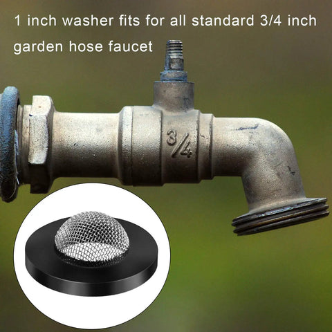 20 Pack Stainless Steel Hose Washers With Screen Filter Gaskets For One Inch Inlet, Fits Five Eighths Inch Washing Machine And Three Fourths Inch Garden Hose Connector, Durable Rubber Seal. 1 inch washer on 3/4 inch garden hose faucet
