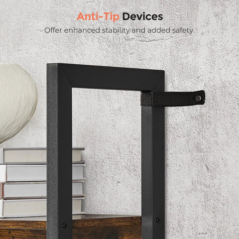 Five Tier Free Standing Bookshelf Built Tough With A Heavy Duty Steel Frame And Wide Wooden Shelves For Smart Storage And Laid Back Home Vibes That Is A Total Game Changer For Any Living Space