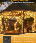Gazebo decorated with Two Pack 66ft Outdoor Solar String Lights With 200 LEDs Waterproof Copper Wire 8 Modes Warm White Twinkle Lights