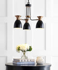 20 Inch Dope Black And Brass Gold Modern Metal LED Pendant Light Fixture With Adjustable Hanging Ceiling Lamp, black shade