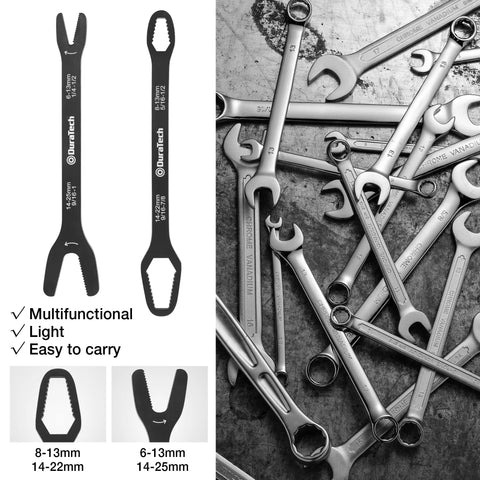 Universal Wrench Set With 38 Pieces Dual SAE And Metric Wrenches From One Quarter Inch To One Inch And Six To Twenty Five Millimeters Two Piece Carbon Steel With Corrosion Resistant Finish Ideal For Home And Auto Repairs on a flat surface
