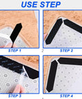Step-by-step usage of 16 Pcs Rug Tape Non Slip Rug Grippers for Hardwood Floors and Tile for flat carpets and mats.