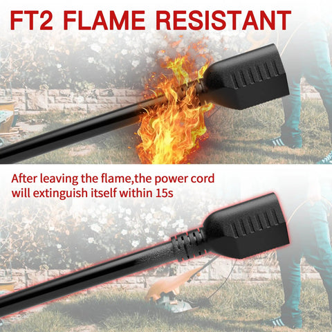 Heavy Duty Outdoor Extension Cord 15 Feet 16 AWG 3 Conductor 13A 125V SJTW Black Waterproof Weatherproof and Flame Retardant cable