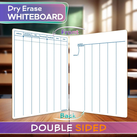 Dry Erase Division And Place Value Whiteboards 9x12 Inch Double Sided Lapboards For Kids And Students Classroom And Home Math Practice Durable Erasable Whiteboards For Long Division