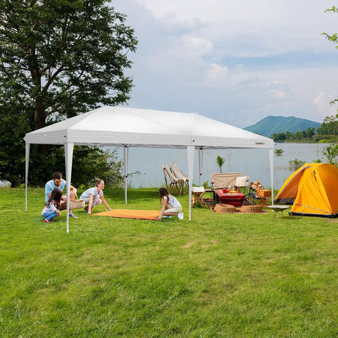Party Ready Pop Up Canopy Tent 10x20 Feet With Six Sidewalls Easy Setup No Tools Needed Portable Outdoor Gazebo Shelter white