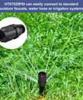 2 Pack 25 PSI Garden Hose Pressure Regulator For Drip Irrigation Systems Three Quarter Inch FHT To Three Quarter Inch MHT shown in use