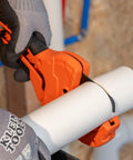 Ratcheting PVC Pipe Cutter For 2 Inch ID Pipes And 2 3 Eighths Inch OD, One Handed Operation, Lightweight Soft Grip Handles, Replaceable Blades, Cuts Schedule 40 And 80 PVC CPVC And PEX cutting white PVC pipe