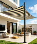 2 Pack 12 Ft Adjustable Shade Sail Poles Kit For Outdoors in garden setup, rust-resistant metal posts with modular design.