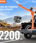 Electric Pickup Truck Crane With 6000 Lb Winch 12V Bed Mounted Folding Jib Hoist Steel Construction 360 Degree Swivel