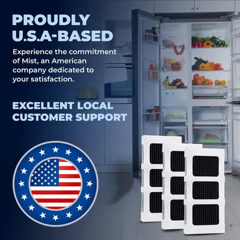 2 Pack Refrigerator Air Filter Replacement For Frigidaire PureAir Ultra II And Electrolux Activated Carbon with open fridge view