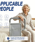 Elderly woman using Go-To Senior Bed Rail System With Non Slip Ergonomic Handle And Storage Pocket, ASTM F3186-17 Certified