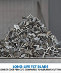 Pile of metal pieces cut by Heavy Duty 14 Inch Metal Cutting Chop Saw With 14 Inch Carbide Tipped Blade Dry Cut Miter 45 Degrees