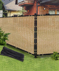6 Foot By 50 Foot Outdoor Privacy Screen Fence And Mesh Shade Net Cover For Garden And Backyard No Fuss Install displayed outdoors