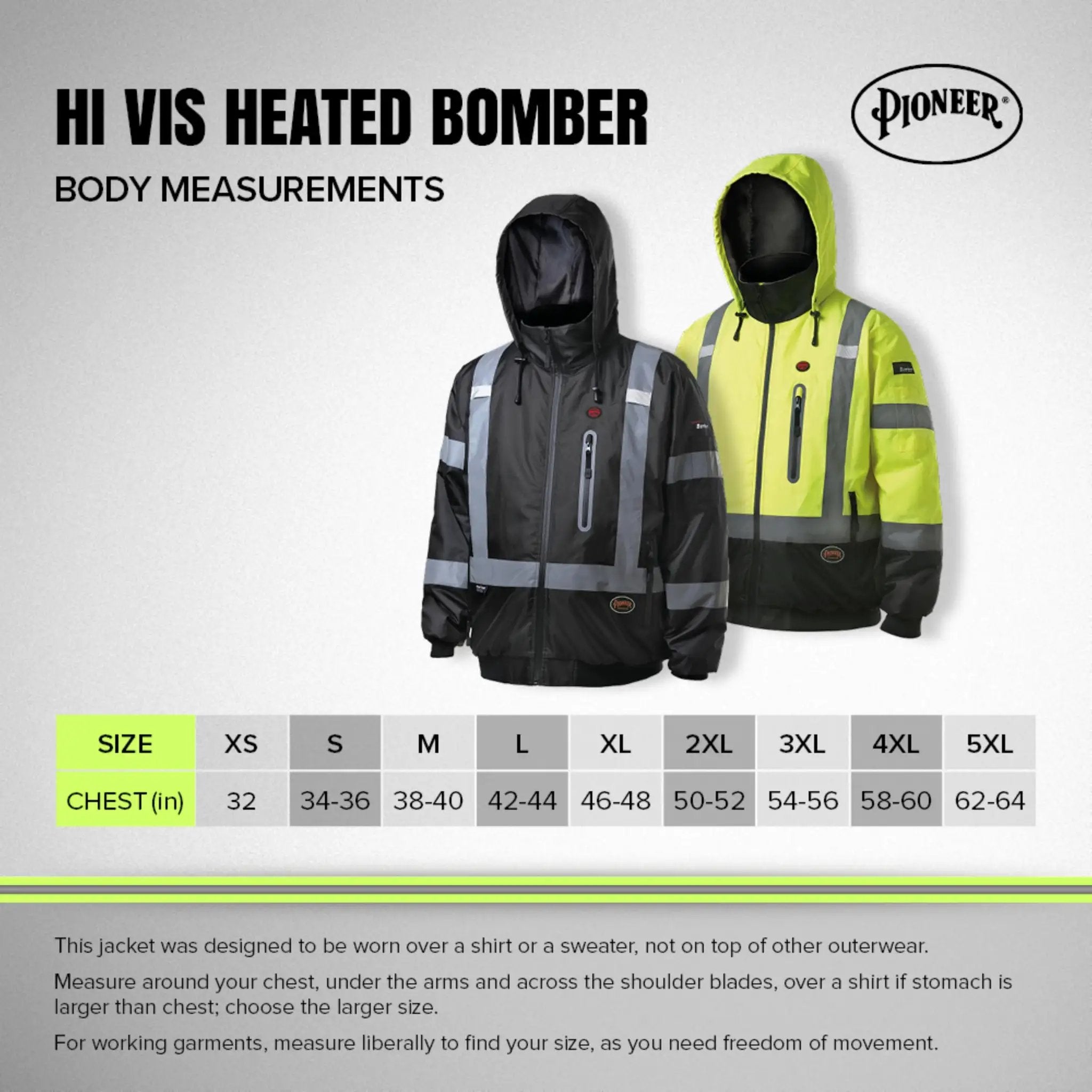 Hi Vis Waterproof Heated Bomber Jacket For Men, Reflective