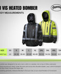 Black and yellow Hi Vis Heated Safety Bomber Jacket With Reflective Tape And Detachable Hood Waterproof Winter Rain Gear For Men
