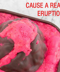 24 Pack Erupting Volcano Science Kit With Valentines Cards For Kids showing red eruption with text 'CAUSE A REAL ERUPTION'