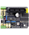 Top view of High Current Arduino Motor Shield Hat With PCA9685 Servo Driver I2C Control PS2 Interface And UNO R3 Mega2560 board