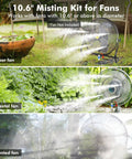 Outdoor Misting Fan Kit With 16.4 Ft Mist Hose For Patio And Backyard Cooling Portable Water Mister System With Independent Valve