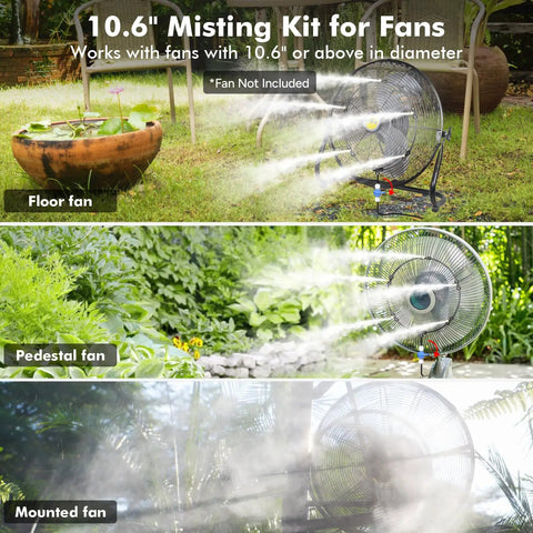 Outdoor Misting Fan Kit With 16.4 Ft Mist Hose For Patio And Backyard Cooling Portable Water Mister System With Independent Valve