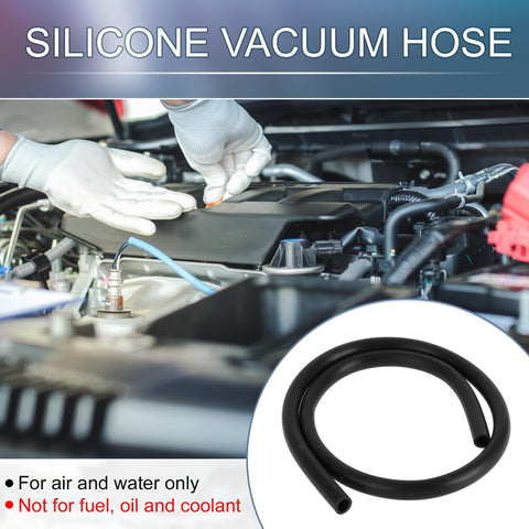 Mechanic installing Silicone Vacuum Tubing Hose for Cars and Trucks, High Temperature 3.3 Ft Long, 12 mm Inner Diameter, 2.5 mm Wall Thickness, Black Automotive Vacuum Line Tube in engine bay