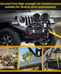 Amazon two-pack yellow lifting straps with loops, 9,400 lb; for recovery and rigging; shown on off-road vehicle.