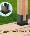 Built Tough 4x4 Post Base Brackets For Wood Fence Posts Coated Post Anchors With Screws installed on deck