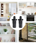 No Sweat Cabinet Door Repair Pins 36 Pc Plastic Damper Pivot Rods With Spring Loaded Axis For Kitchen Furniture Quick Fixes Black displayed in furniture settings.